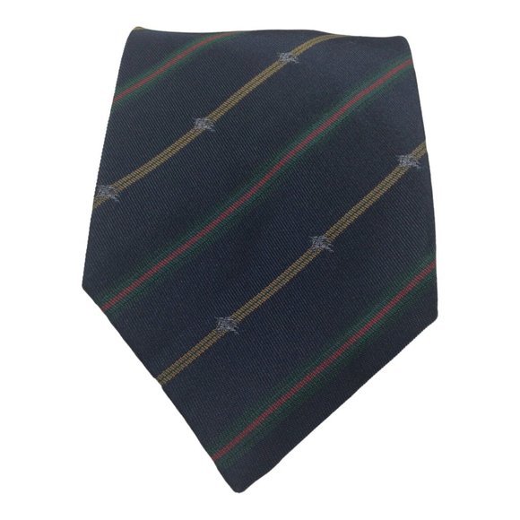 BURBERRY'S Blue Striped With Logo Silk Tie Made In England 56"/3".1/2 EX COND - Picture 1 of 7